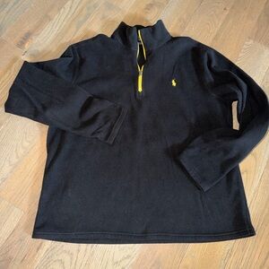 Polo Ralph Lauren Black micro flece Quarter-Zip Pullover Yellow Pony Sz Large